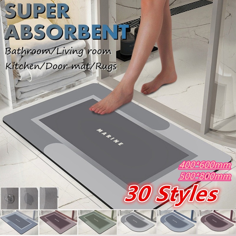 슈퍼 흡수성 바닥 매트 안티 슬립 30 색상 빠른 건조 욕실 매트 바닥 카펫 청소하기 쉬운 홈 오일 증거 주방 매트